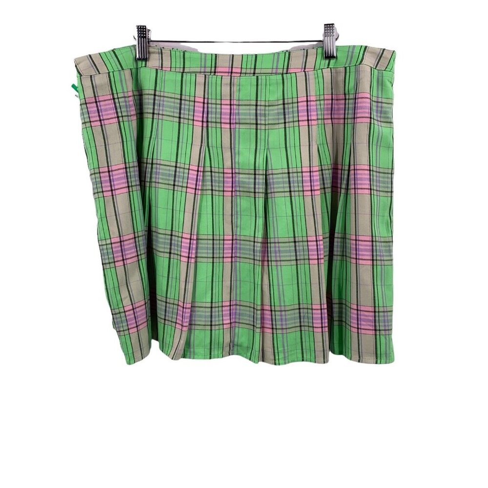BP Green & Pink Plaid Pleated Skirt Schoolgirl Style Size 1X - Picture 4 of 6
